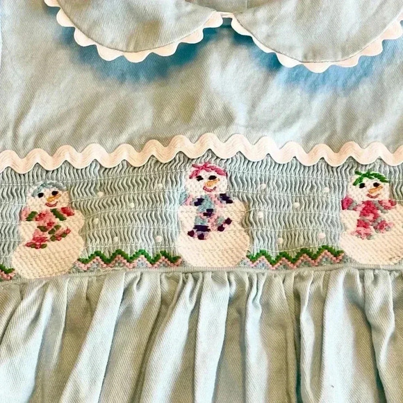 Marmellata | Short Sleeve Winter Smocked Snowman Dress - Picture 4 of 6